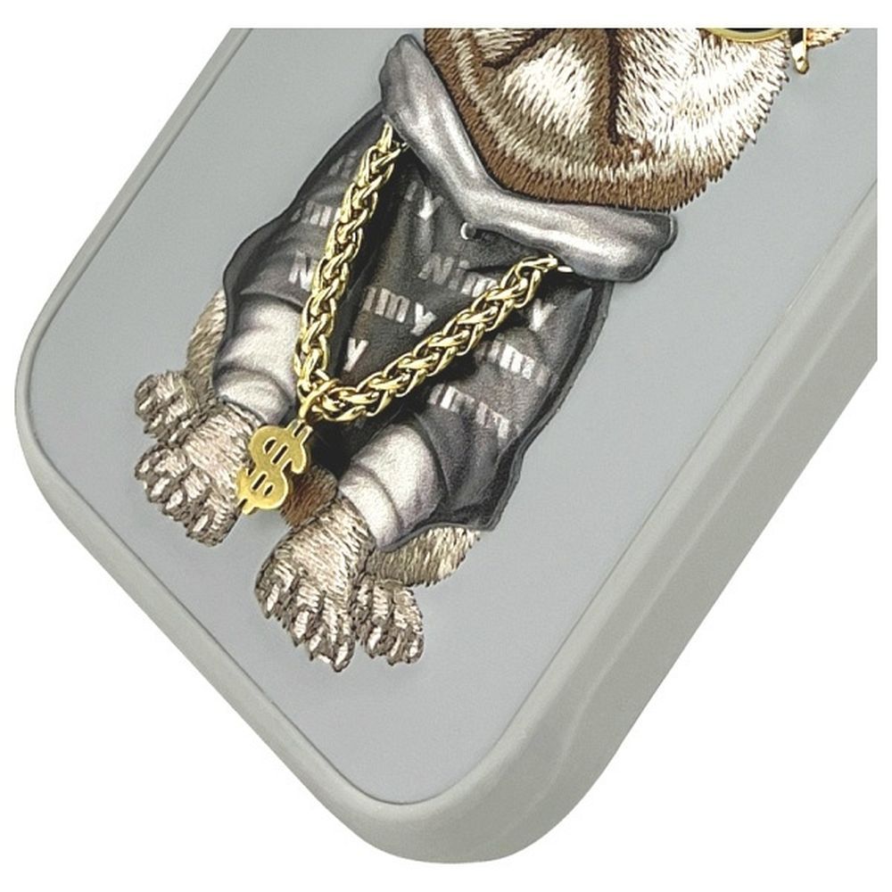 Etui na ty� z os�on� aparatu silikonowe z nadrukiem szary Apple iPhone 15 Pro / 4