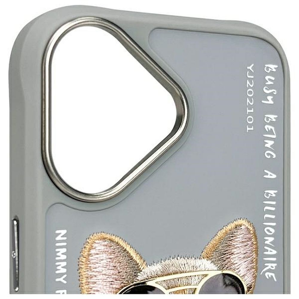 Etui na tył z osłoną aparatu silikonowe z nadrukiem szary Apple iPhone 16 / 5 Etui na tył z osłoną aparatu silikonowe z nadrukiem szary Apple iPhone 16 / 5