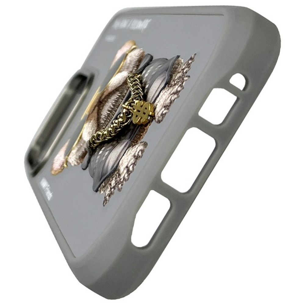 Etui na tył z osłoną aparatu silikonowe z nadrukiem szary Apple iPhone 16 Pro Max / 5 Etui na tył z osłoną aparatu silikonowe z nadrukiem szary Apple iPhone 16 Pro Max / 5