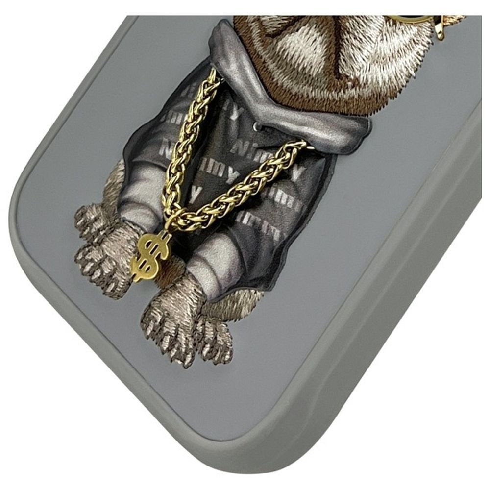 Etui na tył z osłoną aparatu silikonowe z nadrukiem szary Apple iPhone 16 Pro Max / 7 Etui na tył z osłoną aparatu silikonowe z nadrukiem szary Apple iPhone 16 Pro Max / 7