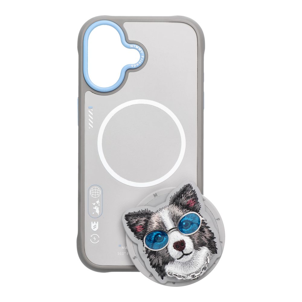 Etui na tył z osłoną aparatu silikonowe z nadrukiem szary Apple iPhone 17 / 4 Etui na tył z osłoną aparatu silikonowe z nadrukiem szary Apple iPhone 17 / 4