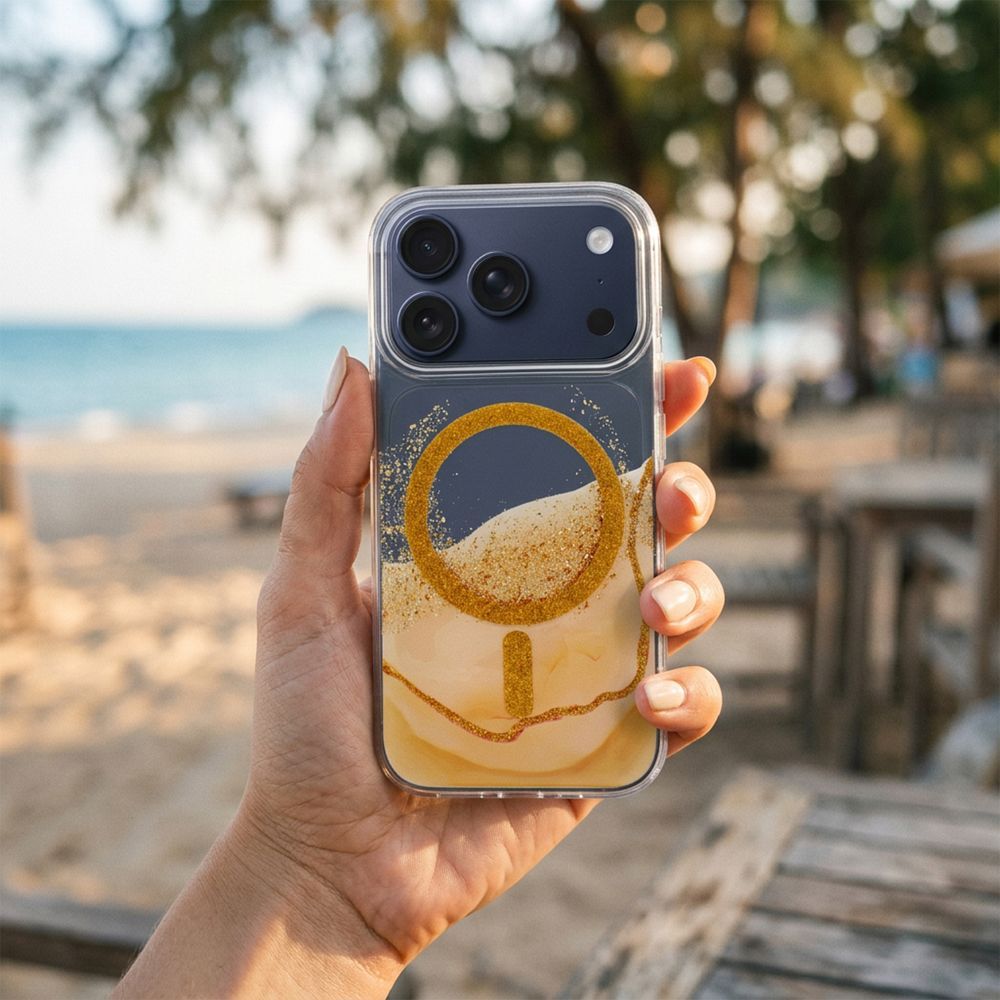Etui nak�adka MagSafe przezroczyste z os�on� aparatu Golden zgodne z MagSafe Apple iPhone 17 / 3