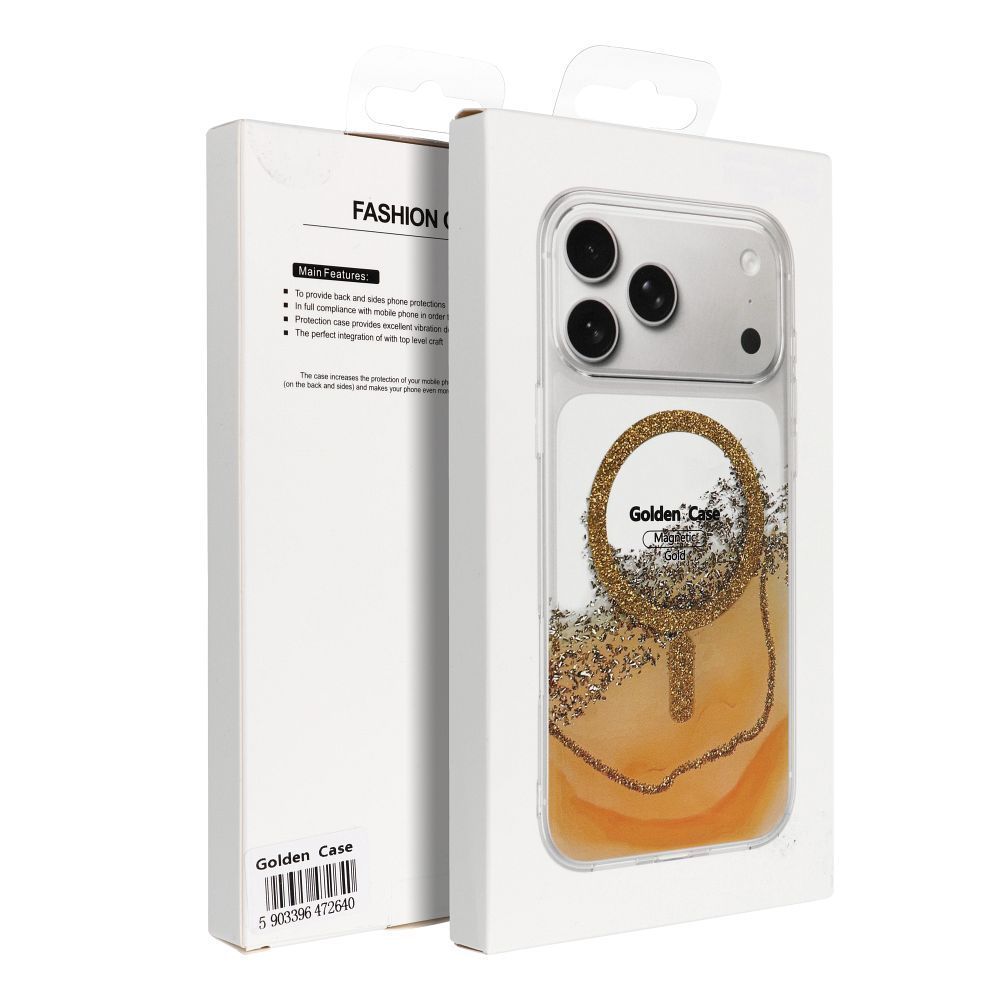 Etui nak�adka MagSafe przezroczyste z os�on� aparatu Golden zgodne z MagSafe Apple iPhone 17 / 6
