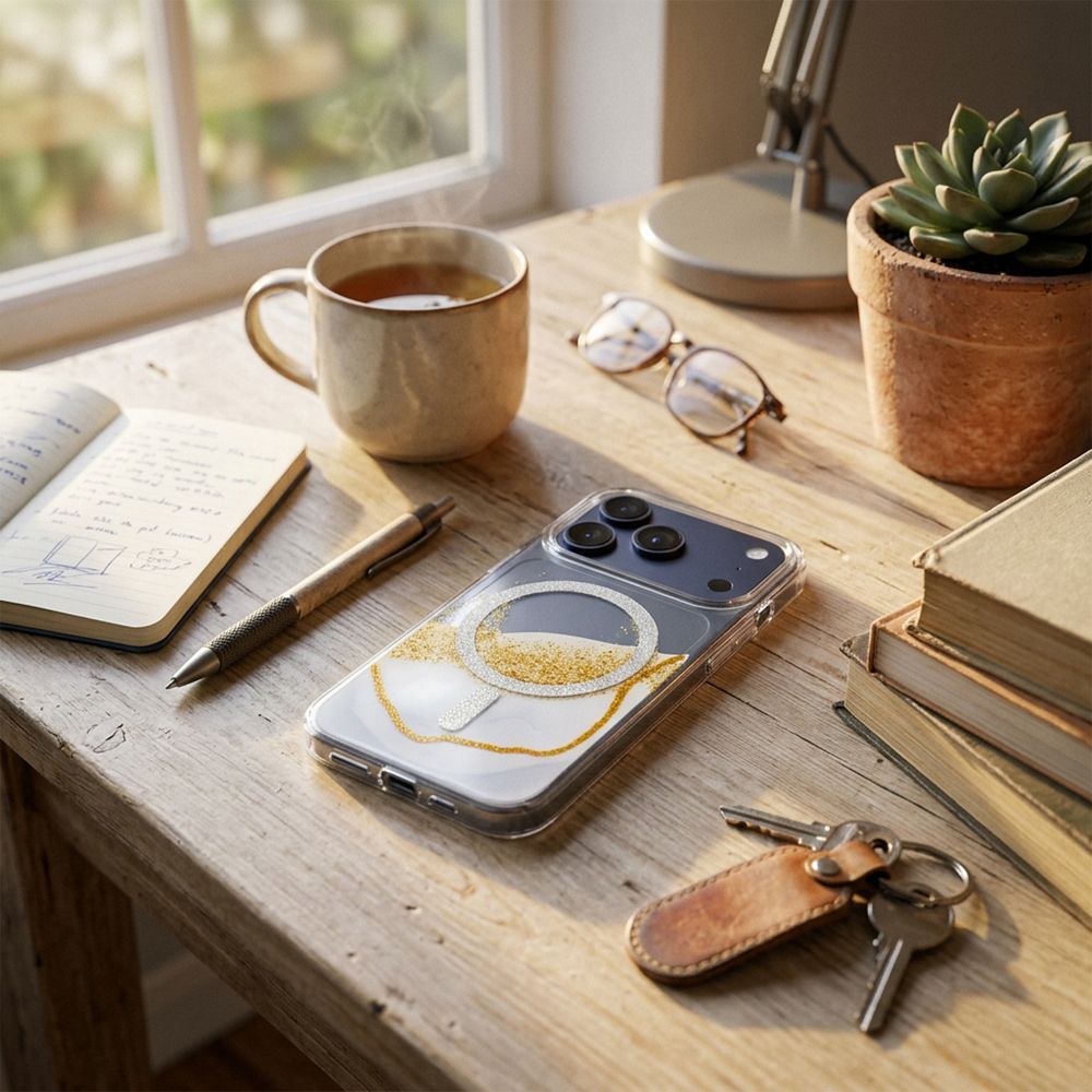 Etui nak�adka MagSafe przezroczyste z os�on� aparatu Golden zgodne z MagSafe Apple iPhone 17 / 4