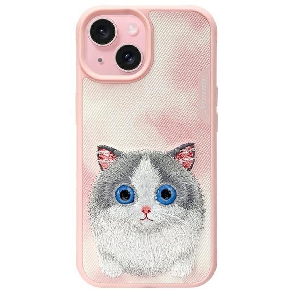Etui nak�adka z os�on� aparatu silikonowe z nadrukiem r�owy Apple iPhone 15