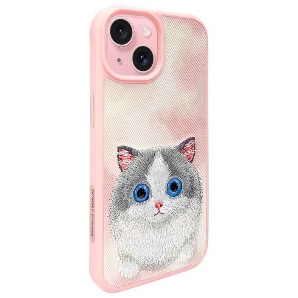 Etui nak�adka z os�on� aparatu silikonowe z nadrukiem r�owy Apple iPhone 15 / 11