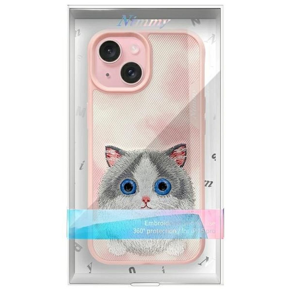Etui nak�adka z os�on� aparatu silikonowe z nadrukiem r�owy Apple iPhone 15 / 12