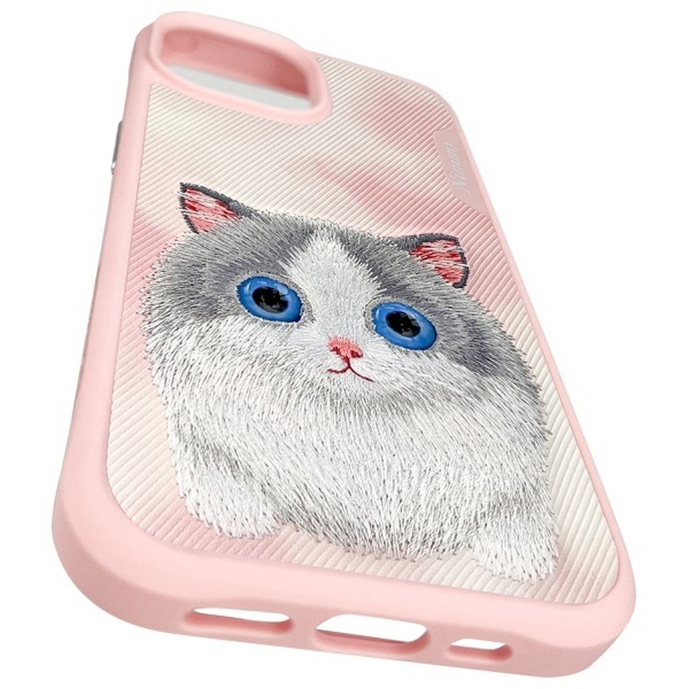 Etui nak�adka z os�on� aparatu silikonowe z nadrukiem r�owy Apple iPhone 15 / 4