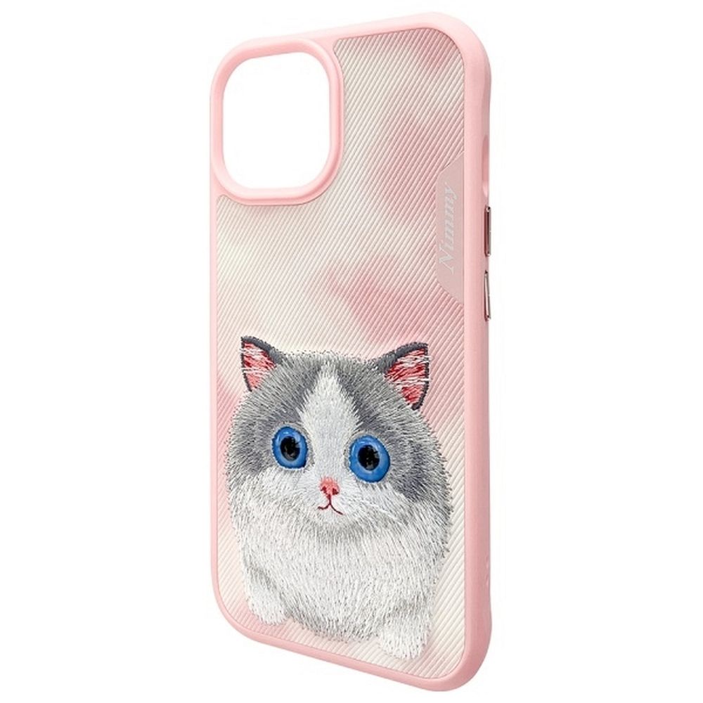 Etui nak�adka z os�on� aparatu silikonowe z nadrukiem r�owy Apple iPhone 15 / 6