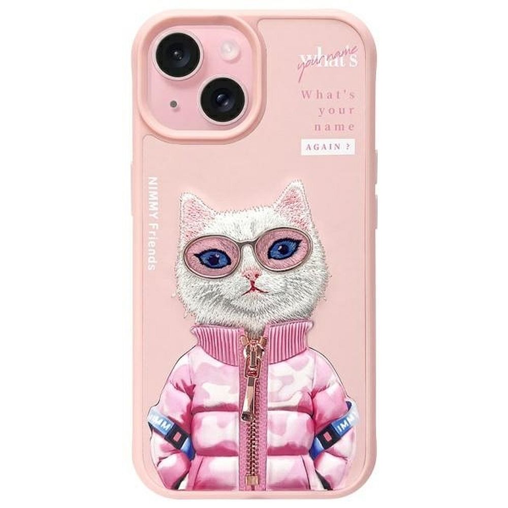 Etui nak�adka z os�on� aparatu silikonowe z nadrukiem r�owy Apple iPhone 15