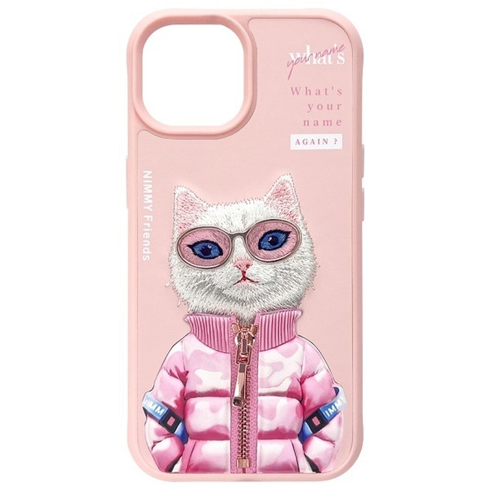 Etui nak�adka z os�on� aparatu silikonowe z nadrukiem r�owy Apple iPhone 15 / 10