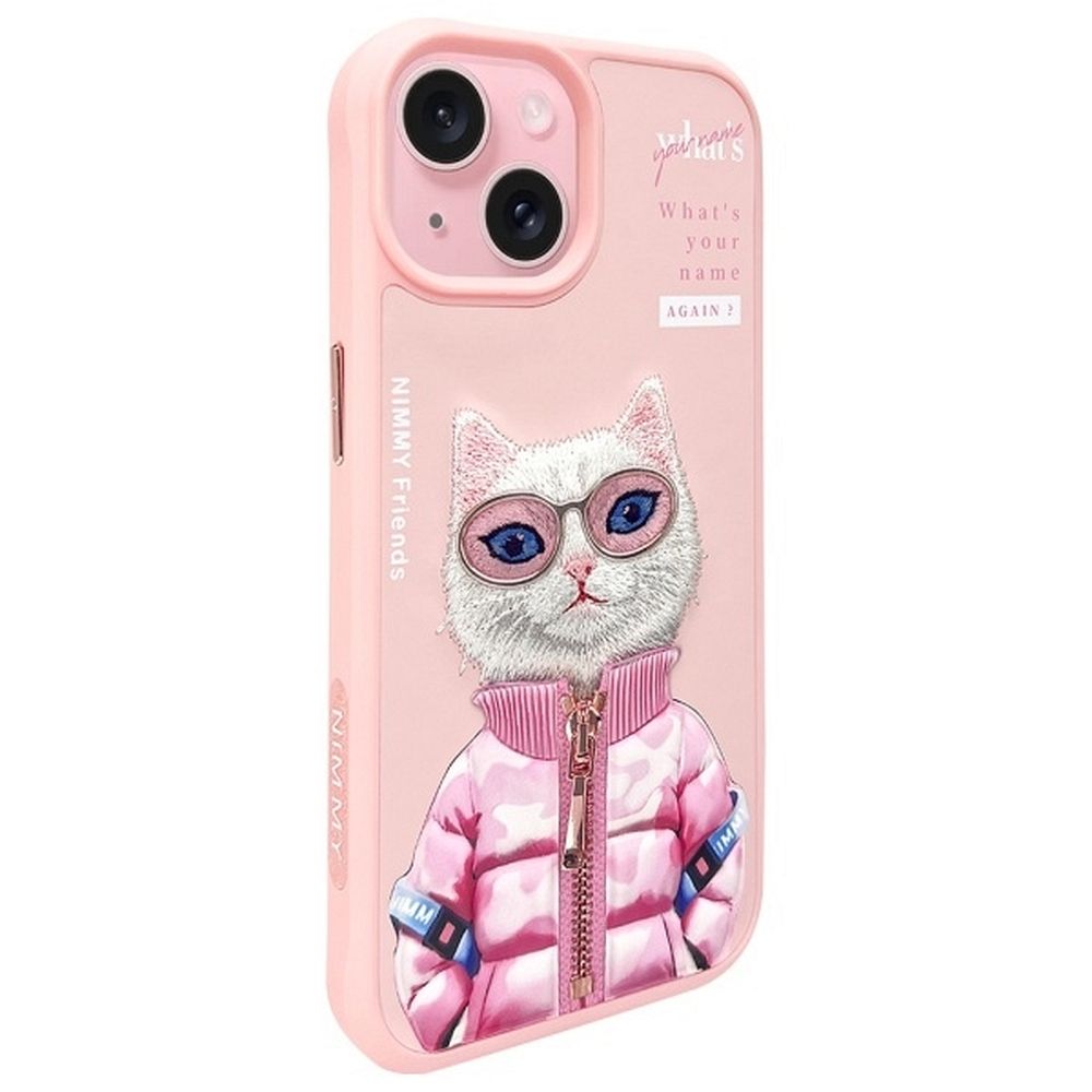 Etui nak�adka z os�on� aparatu silikonowe z nadrukiem r�owy Apple iPhone 15 / 12