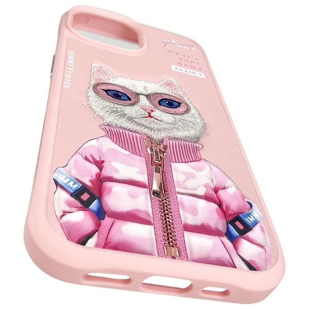Etui nak�adka z os�on� aparatu silikonowe z nadrukiem r�owy Apple iPhone 15 / 2