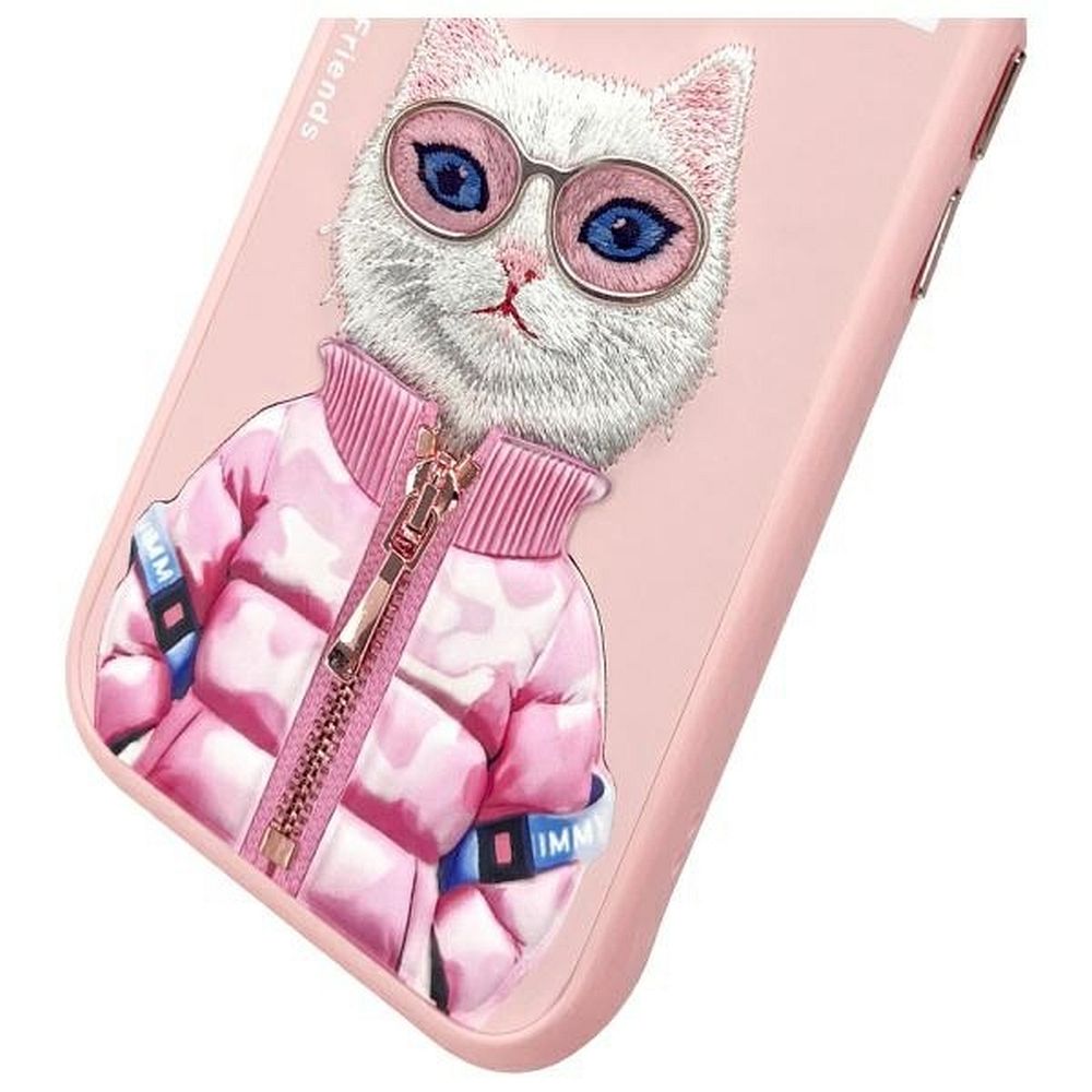 Etui nak�adka z os�on� aparatu silikonowe z nadrukiem r�owy Apple iPhone 15 / 5