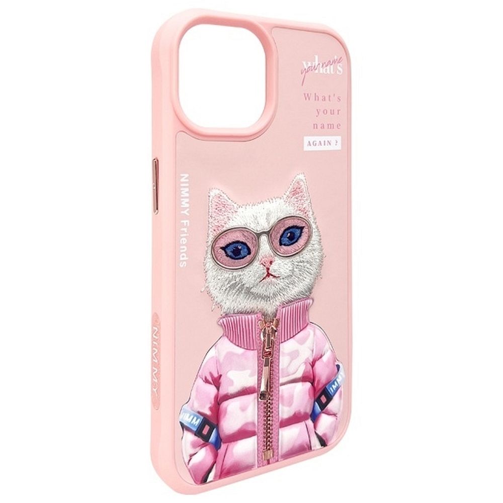 Etui nak�adka z os�on� aparatu silikonowe z nadrukiem r�owy Apple iPhone 15 / 8