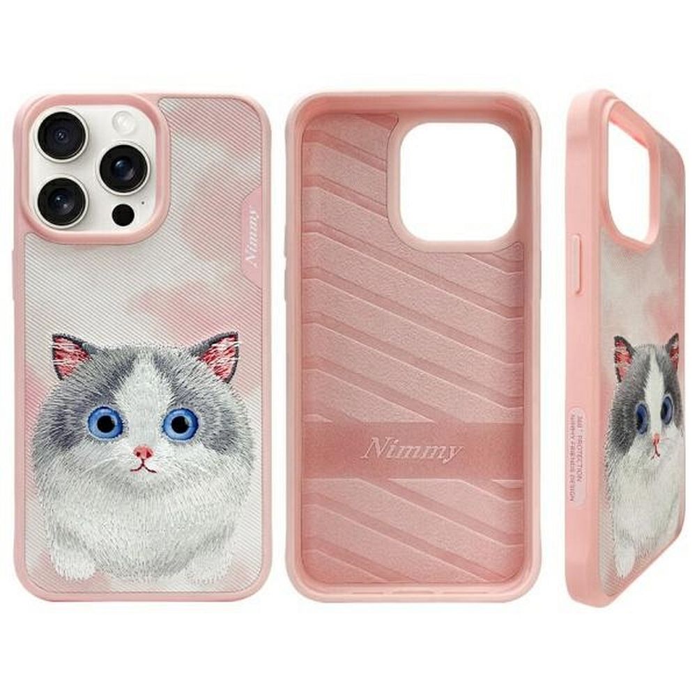 Etui nak�adka z os�on� aparatu silikonowe z nadrukiem r�owy Apple iPhone 15 Pro / 9