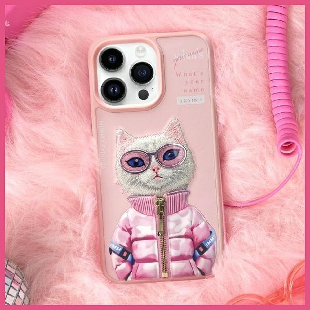 Etui nak�adka z os�on� aparatu silikonowe z nadrukiem r�owy Apple iPhone 15 Pro / 4