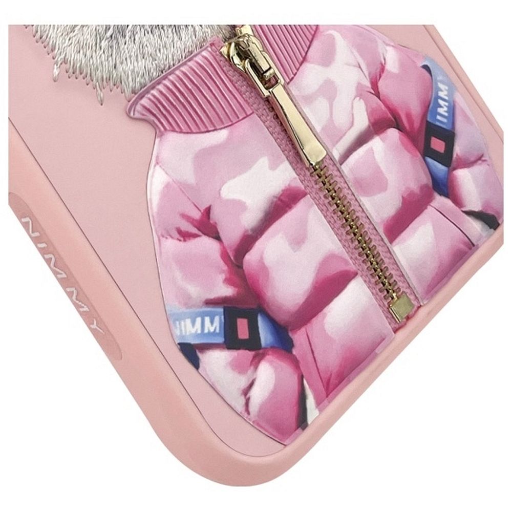 Etui nak�adka z os�on� aparatu silikonowe z nadrukiem r�owy Apple iPhone 15 Pro / 7