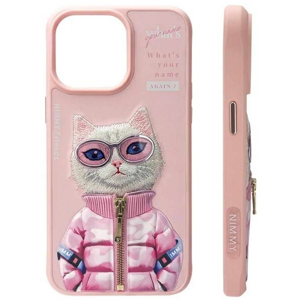 Etui nak�adka z os�on� aparatu silikonowe z nadrukiem r�owy Apple iPhone 15 Pro / 9