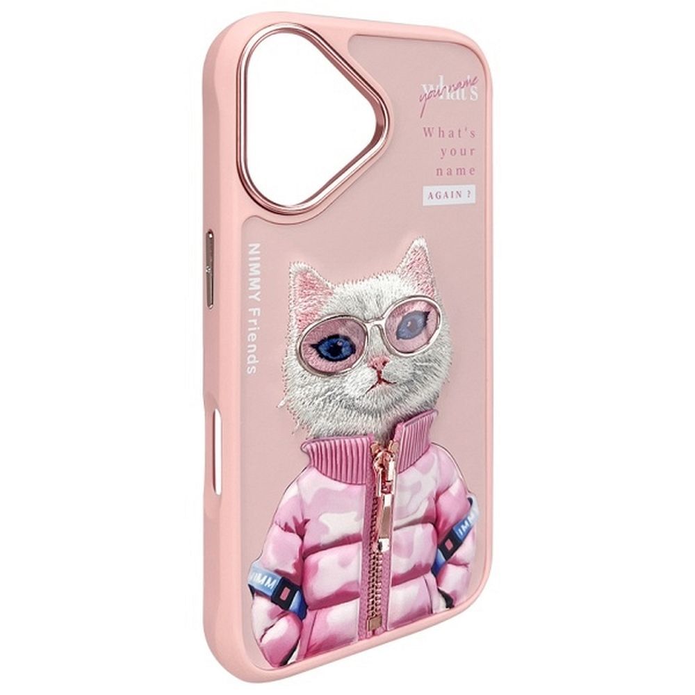 Etui nakładka z osłoną aparatu silikonowe z nadrukiem różowy Apple iPhone 16 / 4 Etui nakładka z osłoną aparatu silikonowe z nadrukiem różowy Apple iPhone 16 / 4