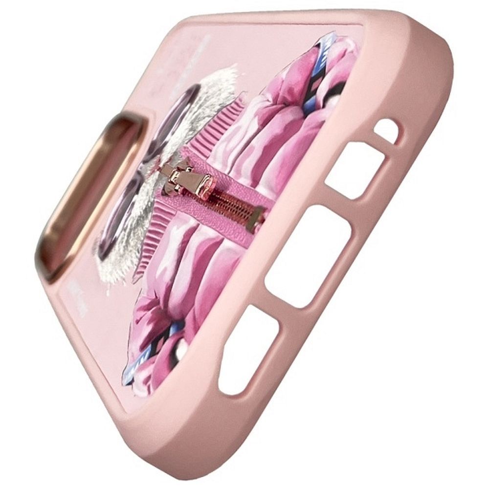 Etui nakładka z osłoną aparatu silikonowe z nadrukiem różowy Apple iPhone 16 Pro Max / 6 Etui nakładka z osłoną aparatu silikonowe z nadrukiem różowy Apple iPhone 16 Pro Max / 6