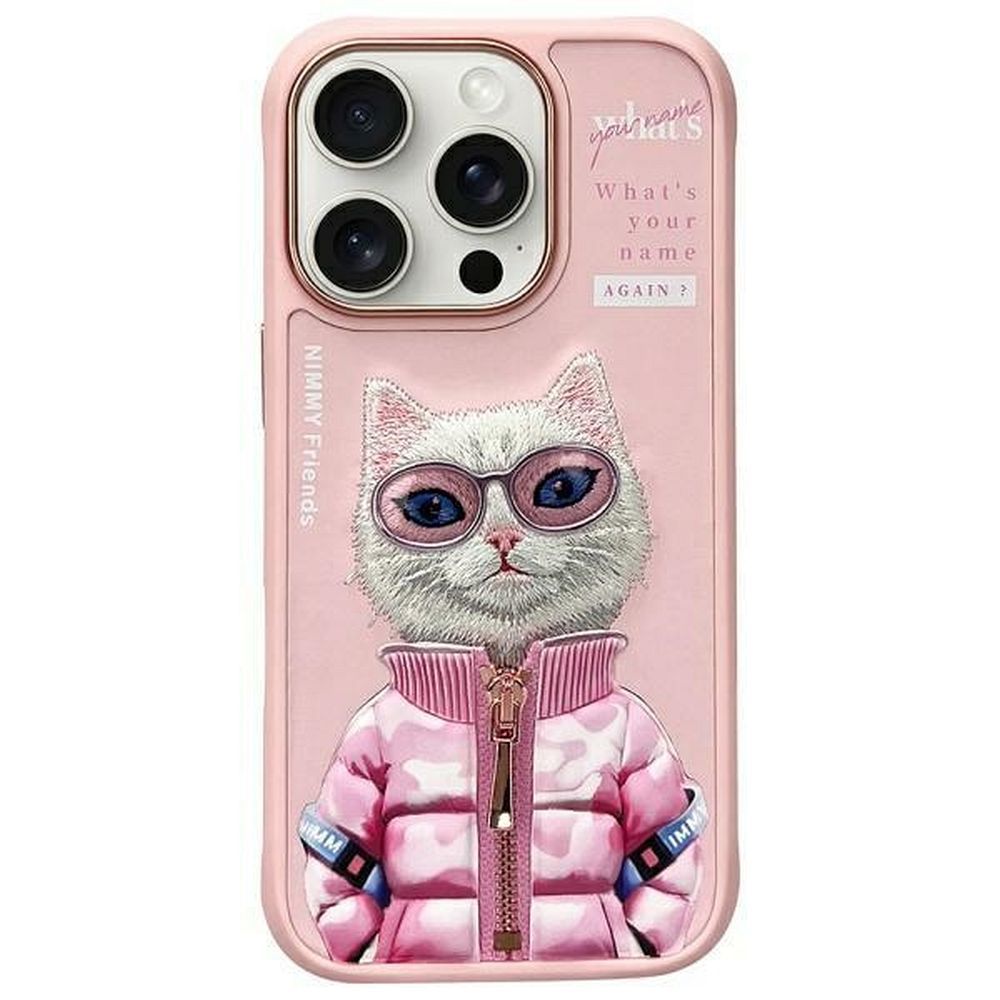Etui nak�adka z os�on� aparatu silikonowe z nadrukiem r�owy Apple iPhone 16 Pro