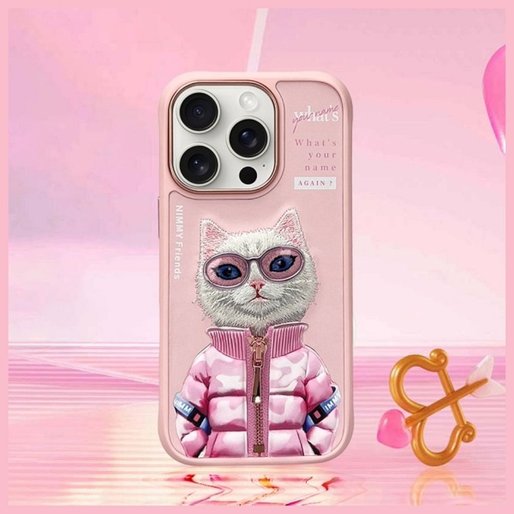 Etui nak�adka z os�on� aparatu silikonowe z nadrukiem r�owy Apple iPhone 16 Pro / 8