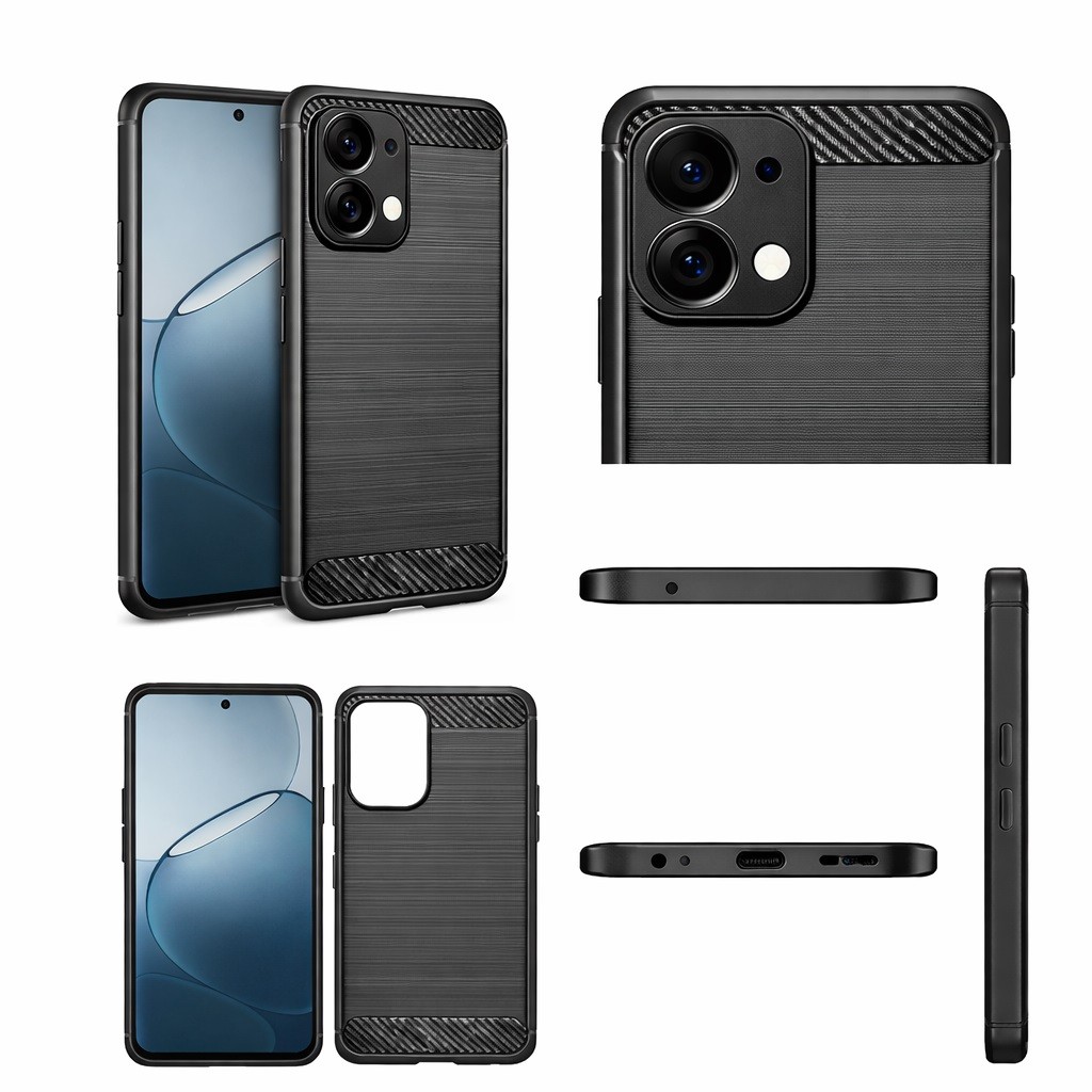 Etui ochronne Carbon PRO wzmocnione ramki czarne Oppo A6 Pro 5G / 3