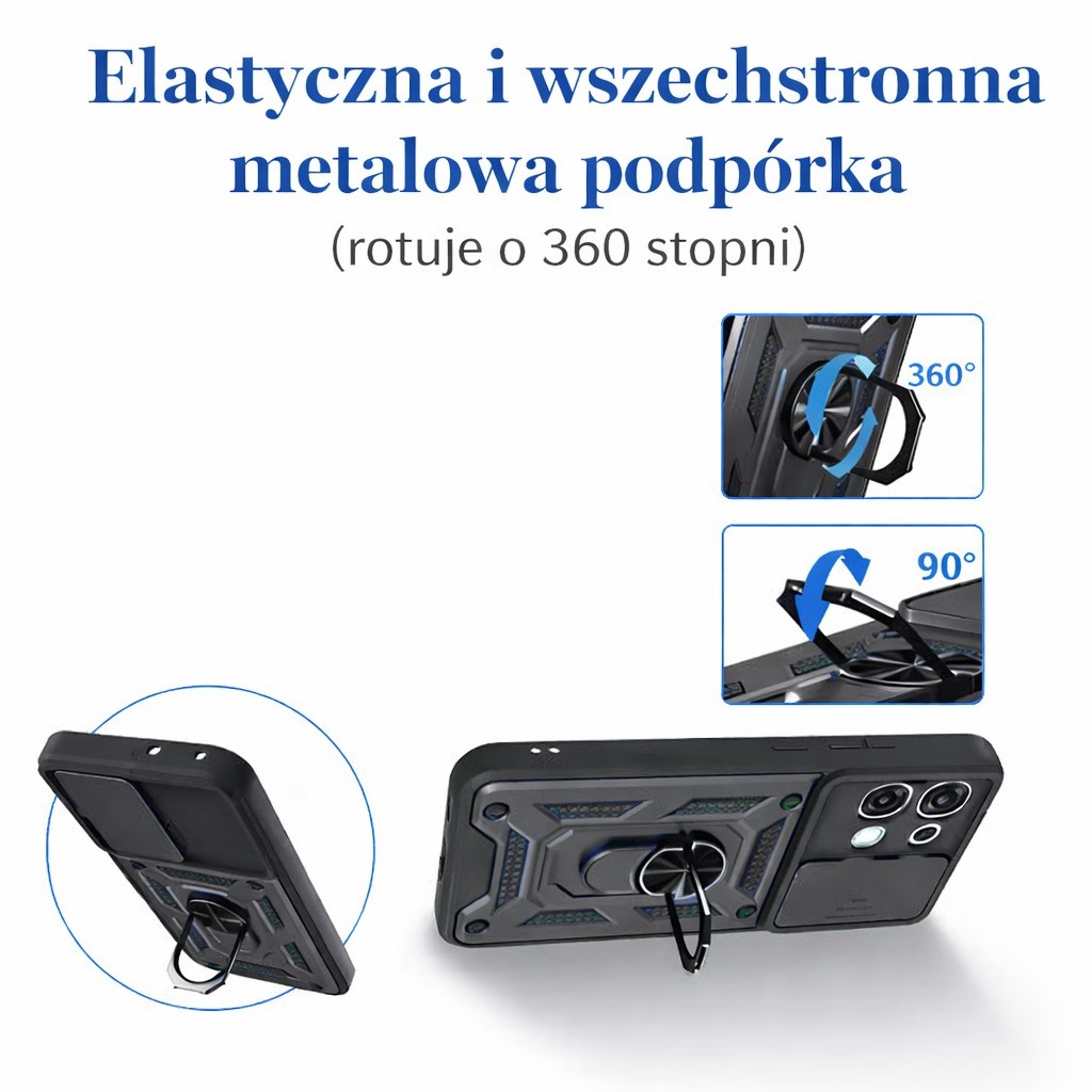 Etui pancerne z ringiem i os�on� aparatu z podstawk� Oppo A6 Pro 5G / 2