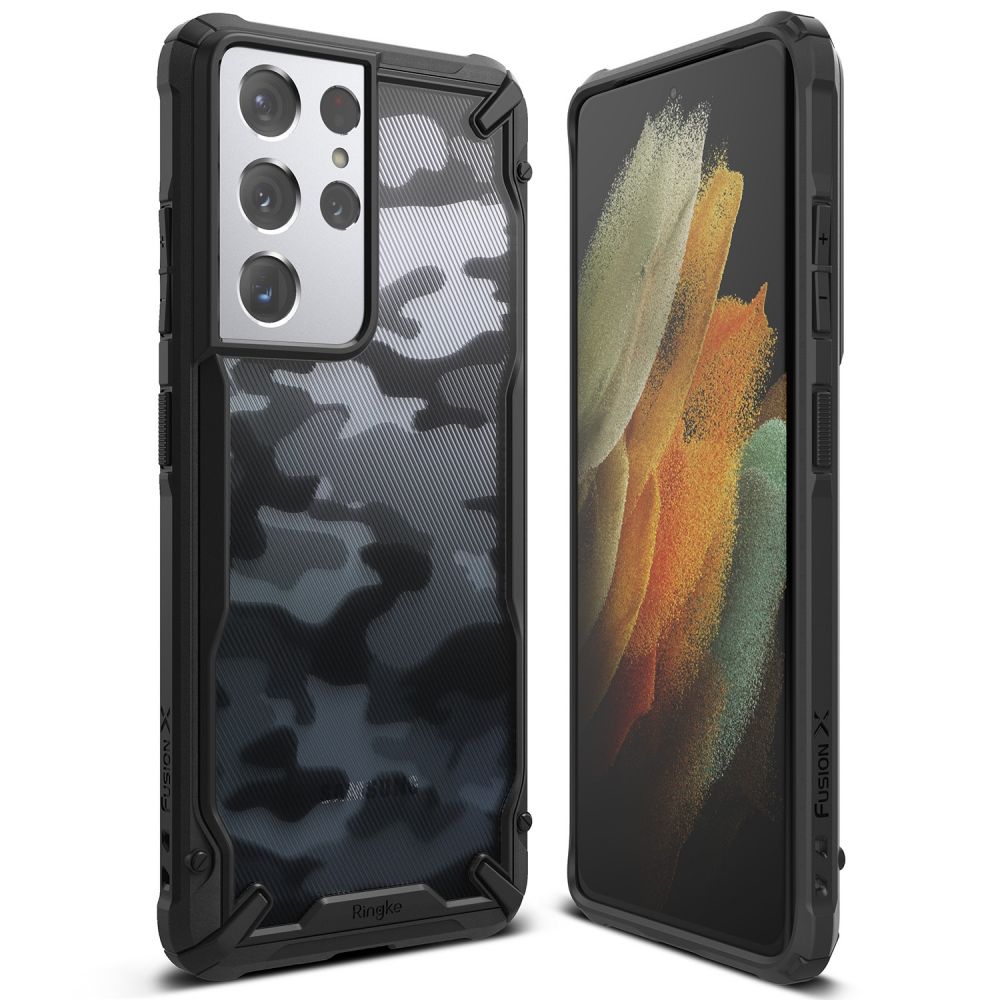etui Ringke Fusion X Camo czarne Samsung s21 Ultra