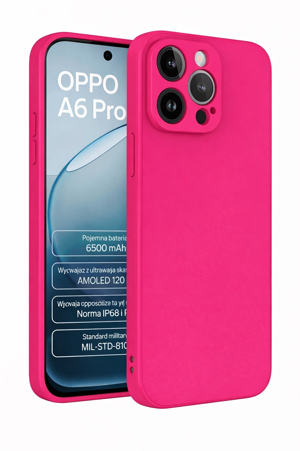 Etui silikonowe na ty� plecki z ochron� aparatu r�owe Oppo A6 Pro 5G