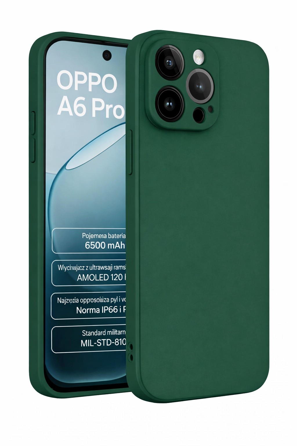 Etui silikonowe na ty� plecki z ochron� aparatu zielone Oppo A6 Pro 5G