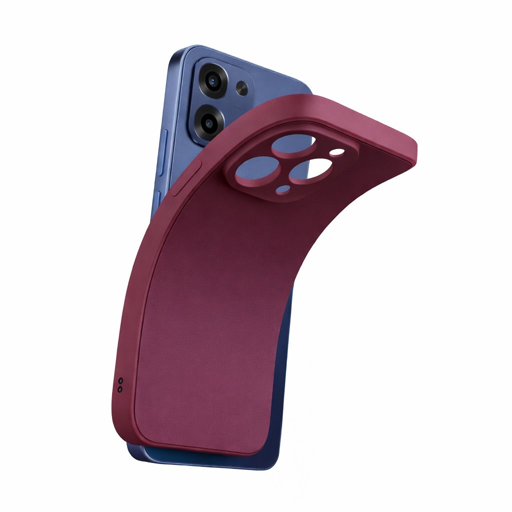 Etui silikonowe na ty� plecki z ochron� aparatu bordowe Oppo A6 Pro 5G / 2