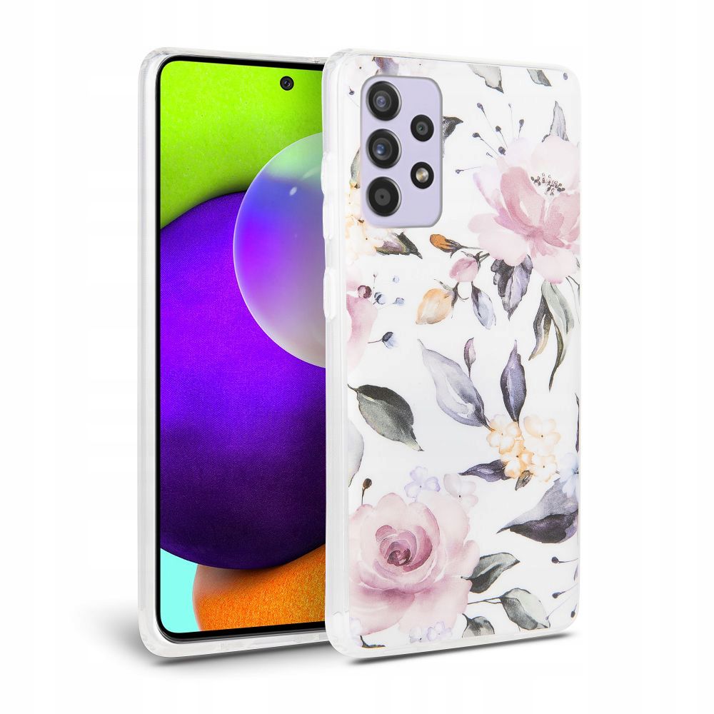 etui silikonowe Tech-protect Floral bia�e Samsung A52 5G