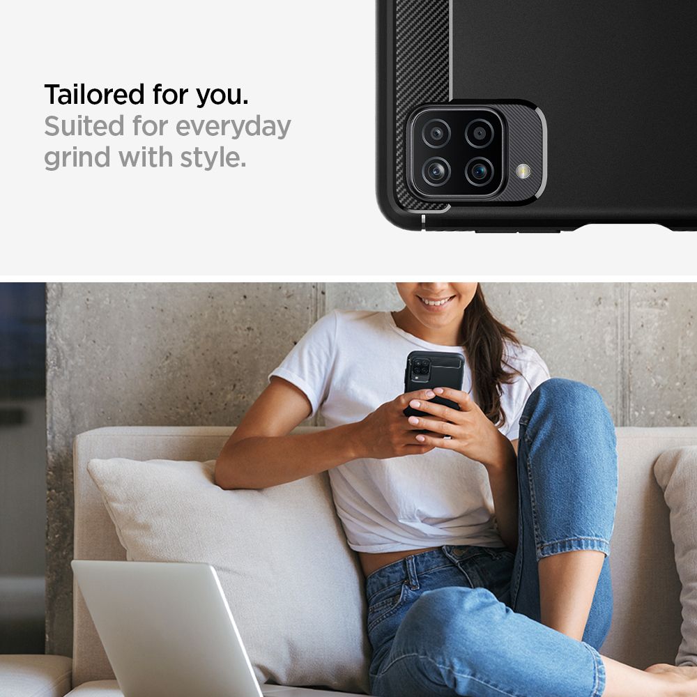 etui Spigen Rugged Armor czarne Samsung Galaxy A12 / 3