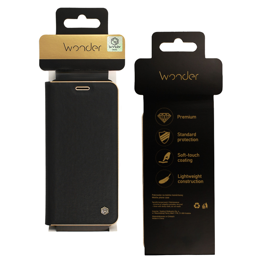 Etui z klapką na karty z podstawką Wonder Frame czarny Samsung Galaxy M15 5G / 8 Etui z klapką na karty z podstawką Wonder Frame czarny Samsung Galaxy M15 5G / 8