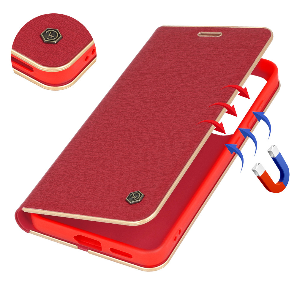 Etui z klapką na karty z podstawką Wonder Frame czerwony Samsung Galaxy M15 5G / 6 Etui z klapką na karty z podstawką Wonder Frame czerwony Samsung Galaxy M15 5G / 6