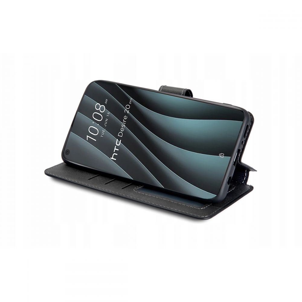 etui z klapk Tech-protect Wallet Czarne HTC Desire 20 Pro / 2