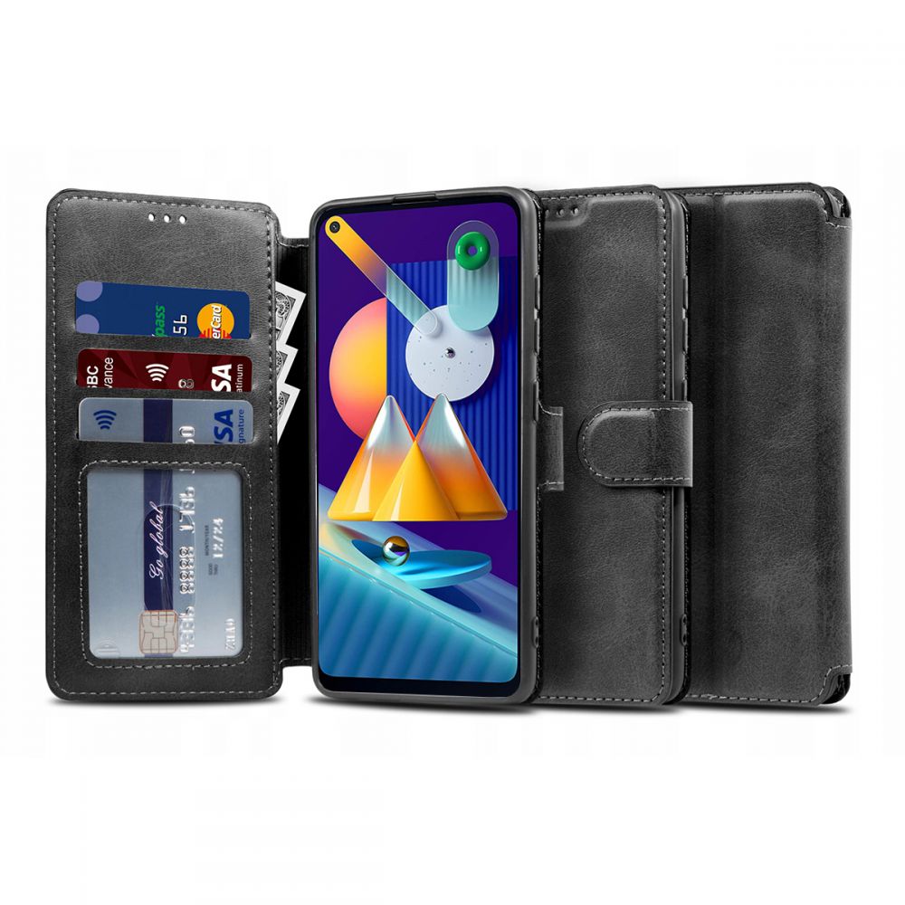 etui z klapk Tech-protect Wallet Czarne Samsung Galaxy M11