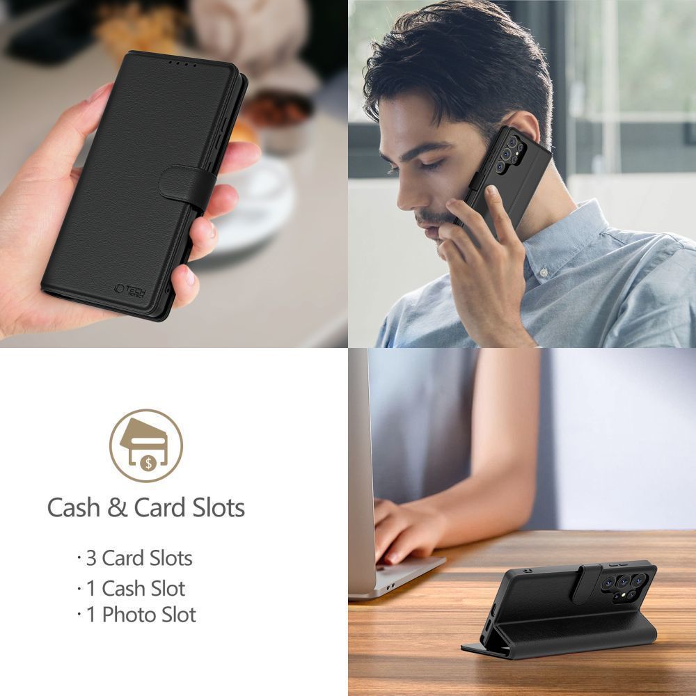 etui z klapk� Tech-protect Wallet czarne Xiaomi Poco C85 / 4