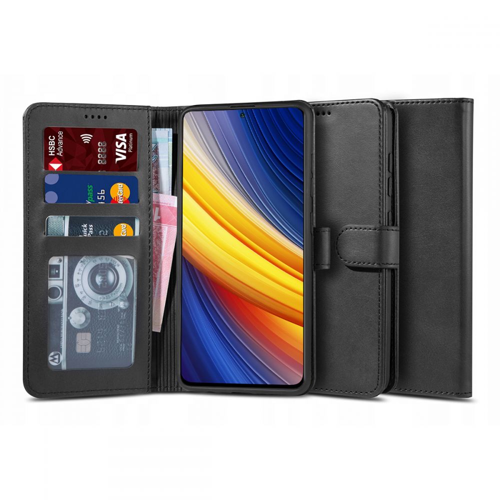 etui z klapk Tech-protect Wallet czarne Xiaomi POCO X3 Pro