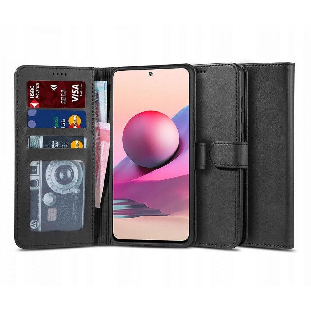 etui z klapk Tech-protect Wallet czarne Xiaomi Redmi Note 10