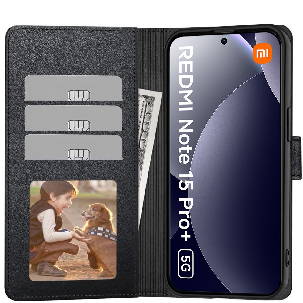 etui z klapk� Tech-protect Wallet czarne Xiaomi Redmi Note 15 Pro Plus 5G / 5