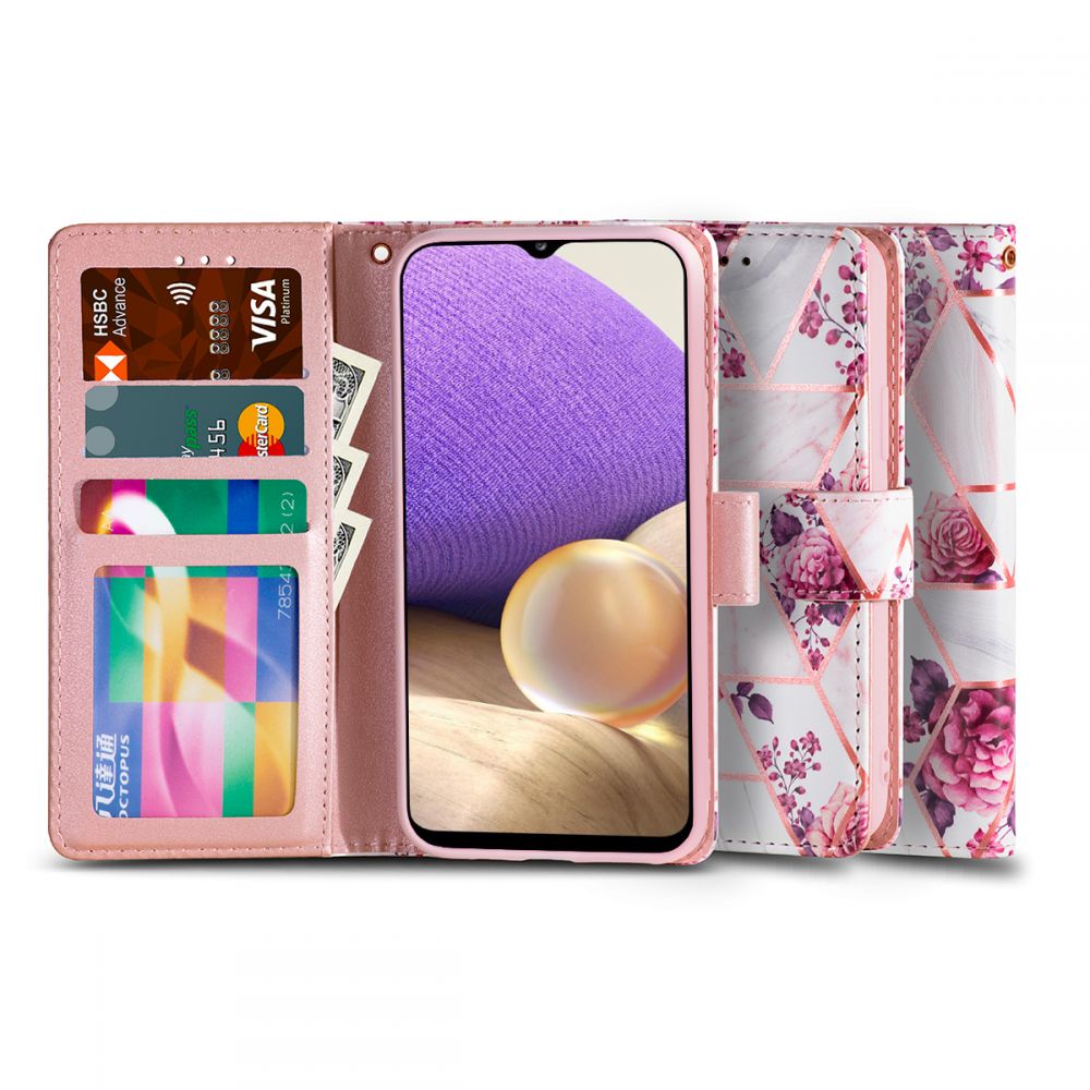 etui z klapką Tech-protect Wallet Floral rose Samsung A32 etui z klapką Tech-protect Wallet Floral rose Samsung A32