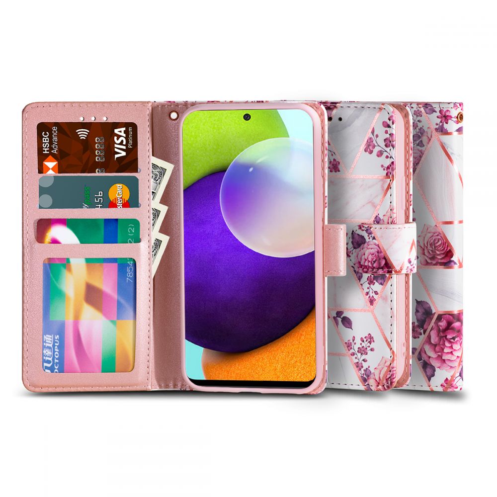 etui z klapk� Tech-protect Wallet Floral rose Samsung A52 5G