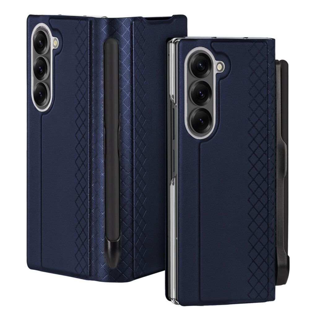 Etui zamykane z klapką i kieszonką na kartę niebieski Samsung Galaxy Z Fold 7 Etui zamykane z klapką i kieszonką na kartę niebieski Samsung Galaxy Z Fold 7