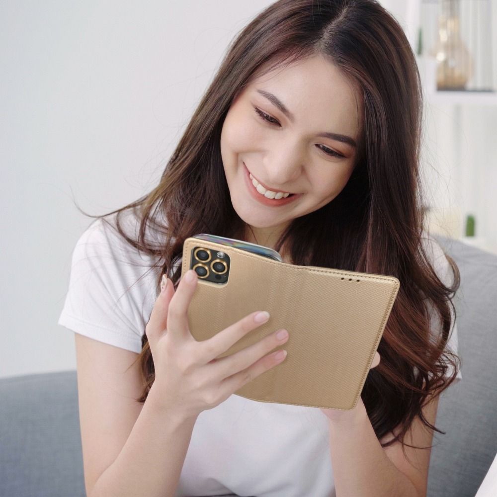 Etui zamykane z klapką i magnesem Smart Magnet złoty Samsung Galaxy A22 / 3 Etui zamykane z klapką i magnesem Smart Magnet złoty Samsung Galaxy A22 / 3