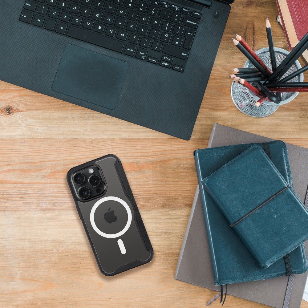 Etui zamykane z klapką z ringiem MagSafe czarny Apple iPhone 12 Pro Max / 4 Etui zamykane z klapką z ringiem MagSafe czarny Apple iPhone 12 Pro Max / 4