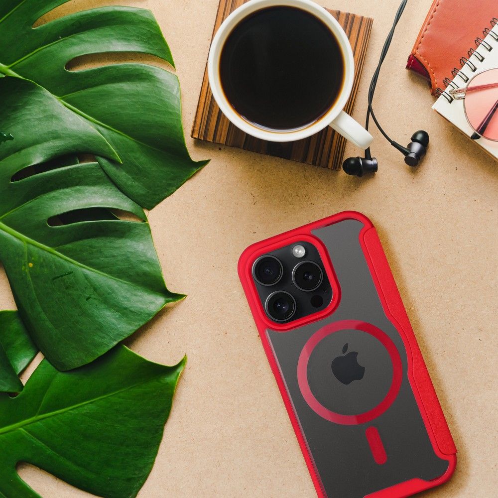 Etui zamykane z klapką z ringiem MagSafe czerwony Apple iPhone 15 Pro Max / 5 Etui zamykane z klapką z ringiem MagSafe czerwony Apple iPhone 15 Pro Max / 5