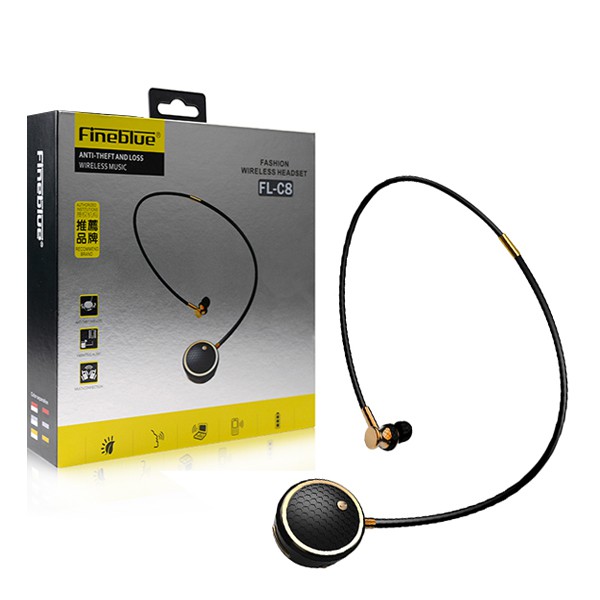 Fineblue S�uchawka Bluetooth Diamond douszne FL-C8 kana�owe czarno-z�ote TTT / 2